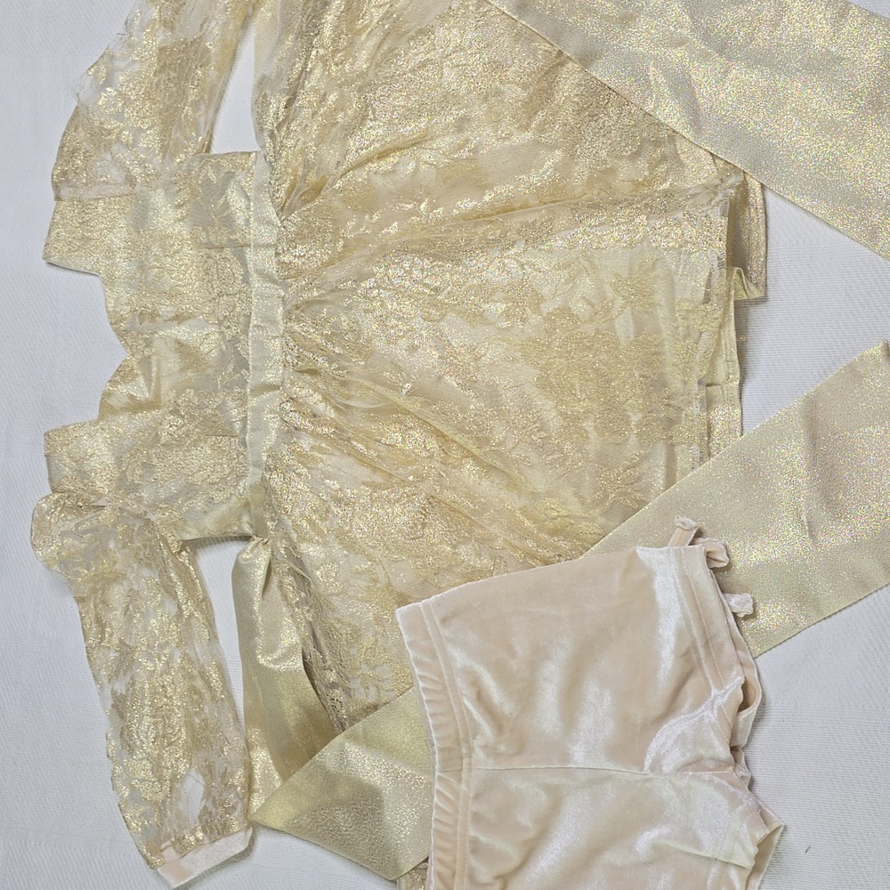 Evie's Closet Gold Lace Toddler Dress With Shorts